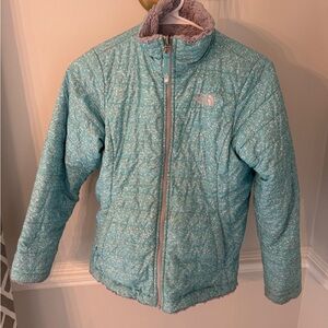 The North Face Mossbud Light Blue and Gray Patterned Jacket